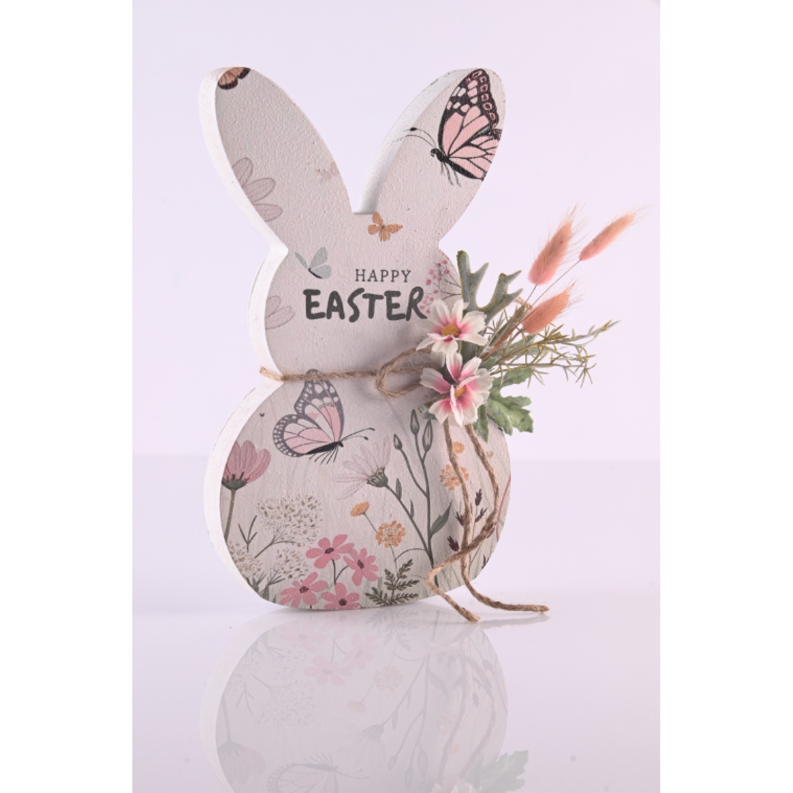 Ξύλινο Πασχαλινό Διακοσμητικό  Λαγός 28cm “Happy Easter” 